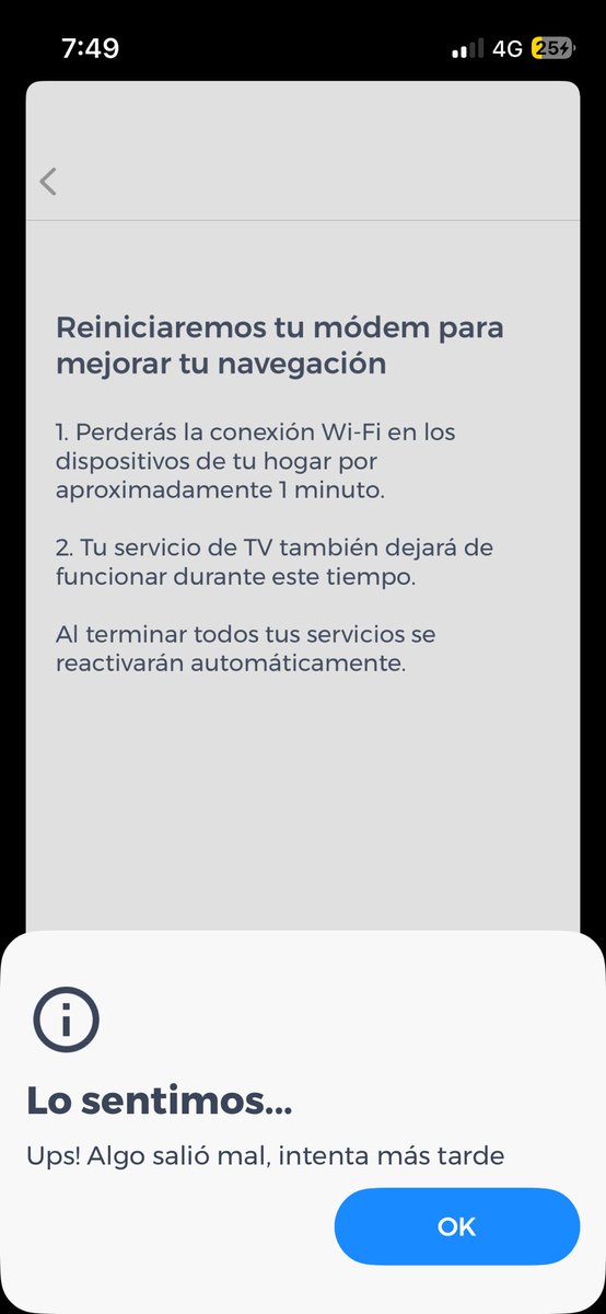 Jpmrb's tweet photo. @totalplaymx hola no tengo Internet. Lo intento solucionar o contactar a alguien desde la app y cada vez aparece este mensaje https://t.co/PIbJE1guZO
