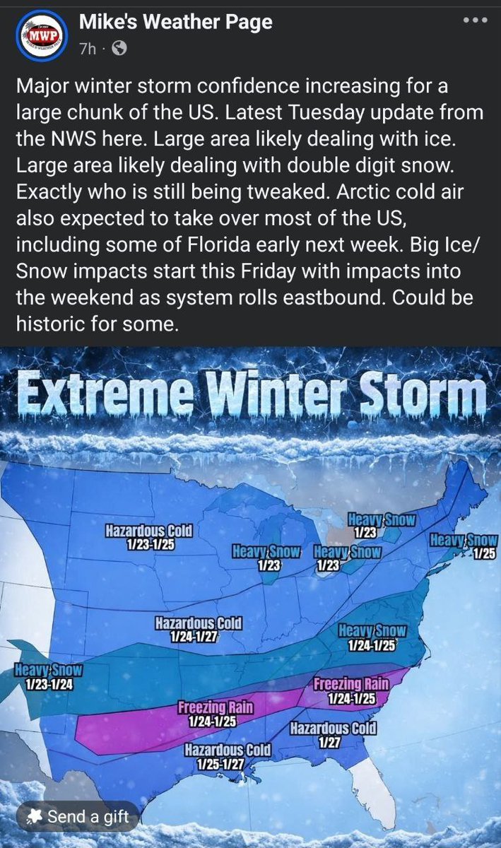 PaulGoldEagle's tweet photo. 💢 Good way to keep folks off the road and tucked in home safe. Seems like they want everybody inside for a few days 🤔 1.21.26 

Gintel Compliant Details ➡️ The proverbial shitteth is abouteth to hitteth the fanneth  😛😉😏 #GLL117 #Gintel #ClashoftheTitans #SpecialFriends #DoItQ #noquarter
