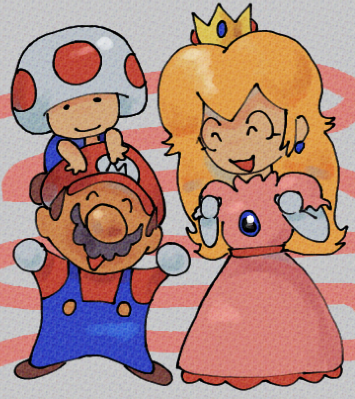 mario &amp; peach (and toad!!!!!!!!!!) doodle thing