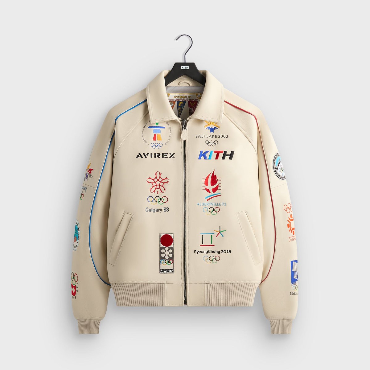 Kith x AVIREX Olympic Heritage Winter Games Leather Bomber Jacket