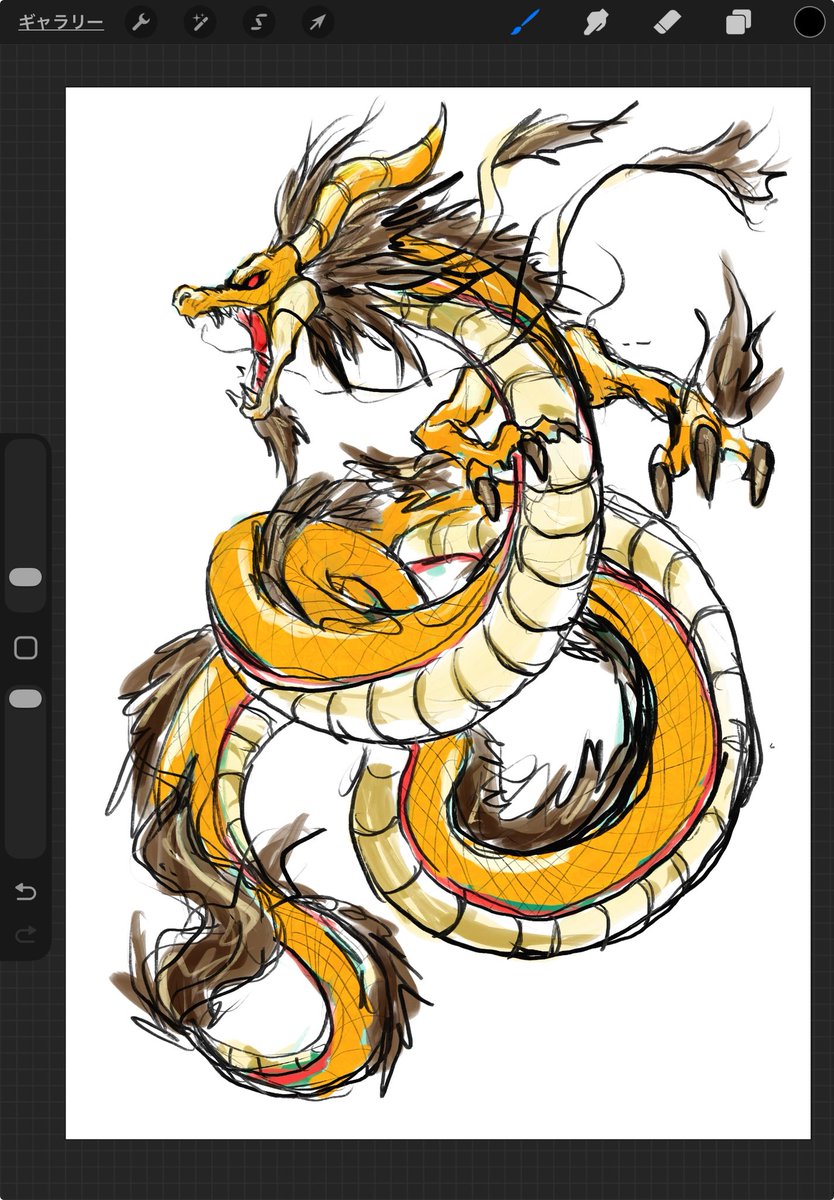 オリジナル東洋風ドラゴンのラフ