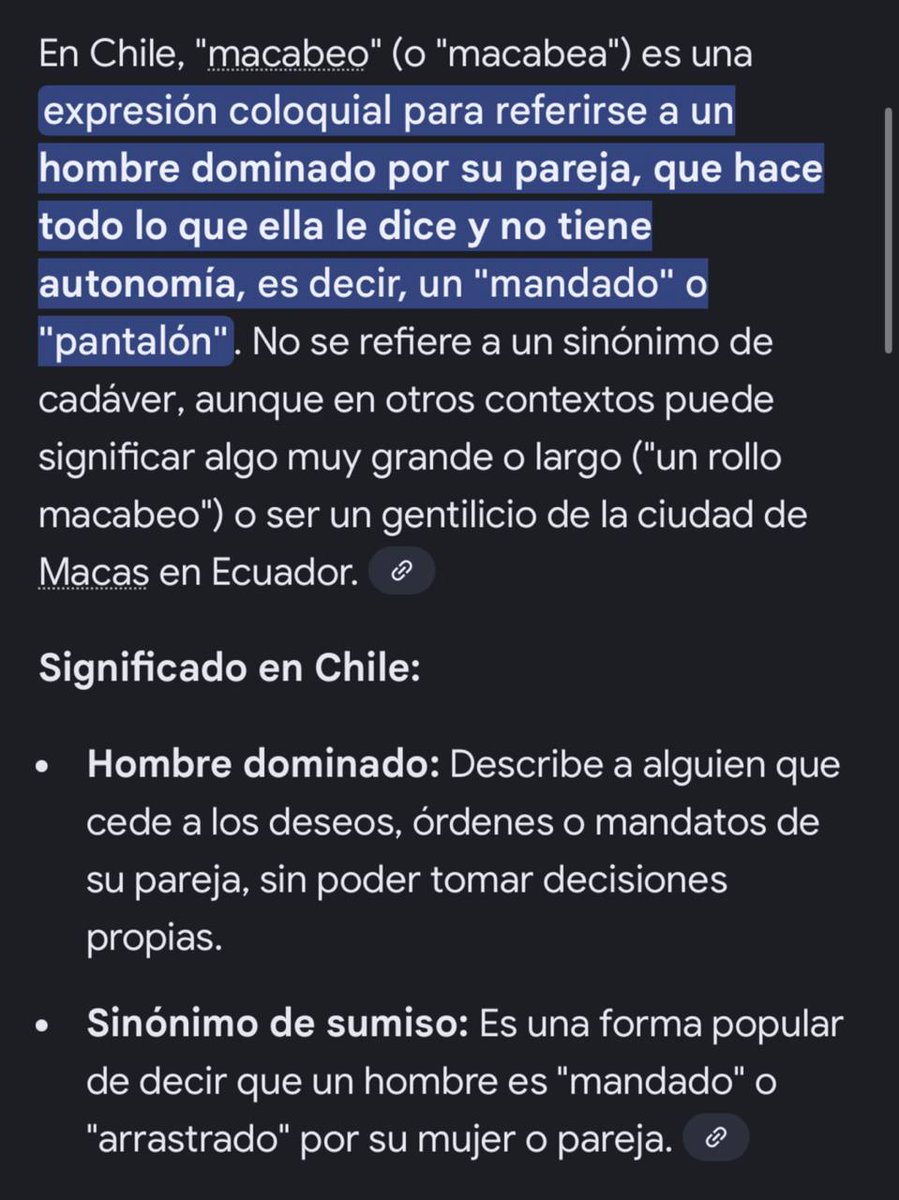 sabermentir's tweet photo. @Daaaniela1a 2 cosas, primero estaria bien que escucharas lo que dice Luis, porque no dice “tú dices” dice “tu, cuando me dicen que es macabeo” y segundo, aquí tienes el significado de macabeo en chile que es donde vive Luis y donde le pueden decir eso 😉 de nada https://t.co/Tvi2Dq3ohL