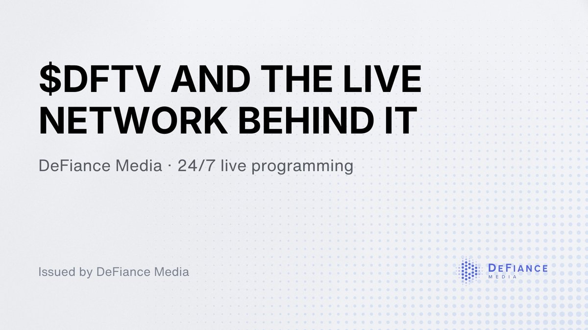 DFTV is the token issued by DeFiance Media, a 24/7 live network covering  crypto, markets, and onchain business. Unlike many tokens that exist  independently of an operating product, $DFTV is tied to