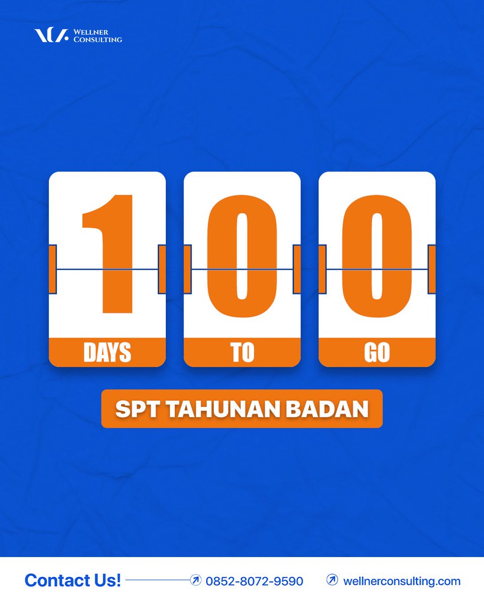 📢 H-100 DEADLINE SPT BADAN 📢 

Sejauh mana persiapan pelaporan SPT Anda, WellFriends?

Batas waktu pelaporan SPT Badan

Jangan tunda lagi, karena terlambat lapor dapat dikenakan sanksi administratif sebesar Rp1.000.000 untuk WP Badan.

Kalau masih bingung terkait pelaporan SPT