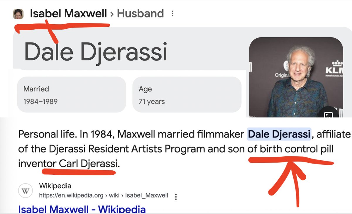 CryHarderLibtrd's tweet image. Ghislaine Maxwell's sister Isabel's husband had his hand &amp;amp; foot cut off &amp;amp; was thrown off a cliff
Her other husband was the son of...  GET THIS!!!:  ⏩the inventor of BIRTH CONTROL!
.
 #Eugenics comes in so many forms -I wonder how many diseases they gave women via birth control🤔