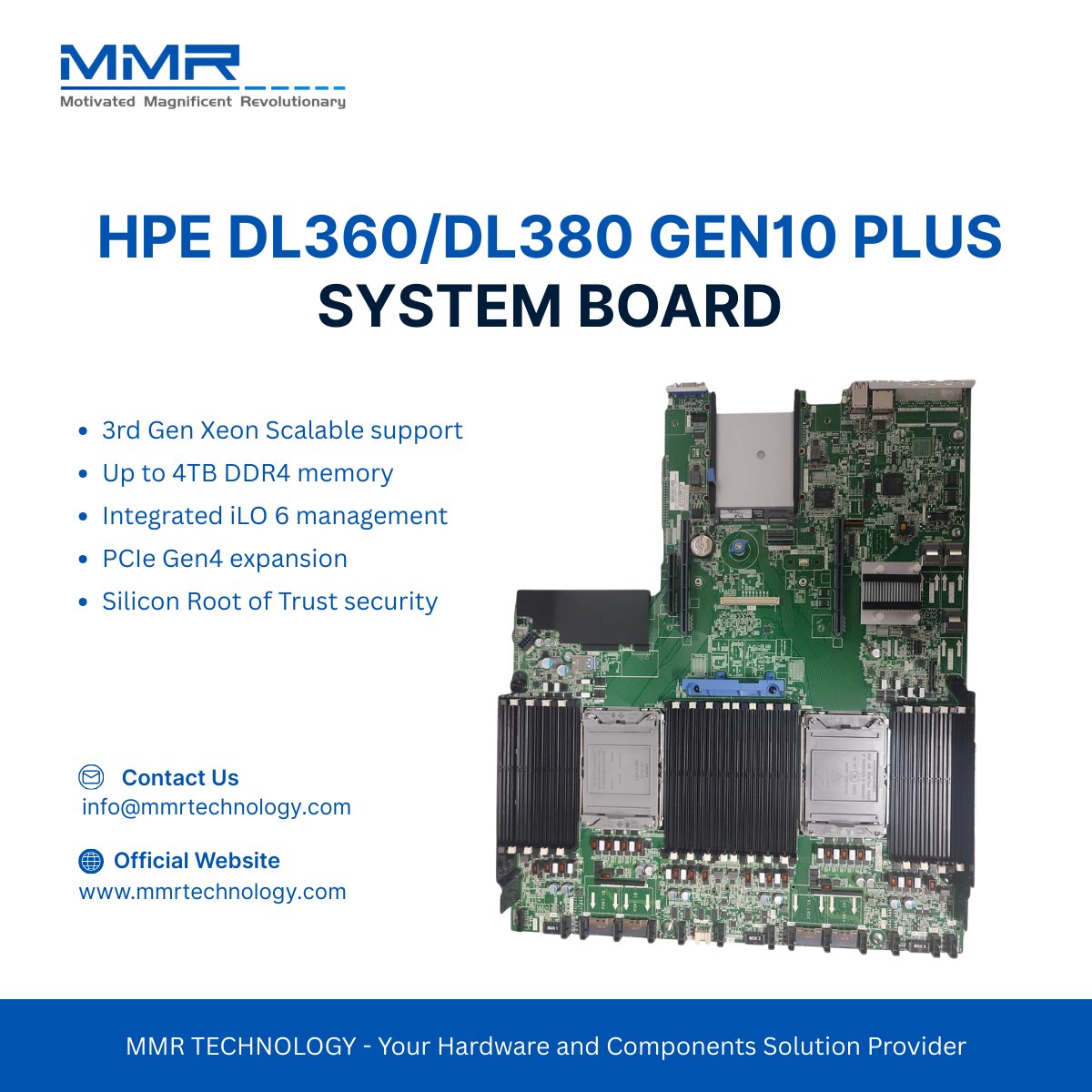 MMRTechnology's tweet photo. HPE DL360/DL380 Gen10 Plus NC System Board

📧 info@mmrtechnology.com
🌐 https://t.co/2vVyISzHJD

👇 Product link below 👇 
https://t.co/LYQF0V0qq1

#MMR #HPE #ProLiant #DL360 #DL380 #Gen10Plus #SystemBoard #XeonScalable #P31231-001 https://t.co/dP8ZYXMjEa