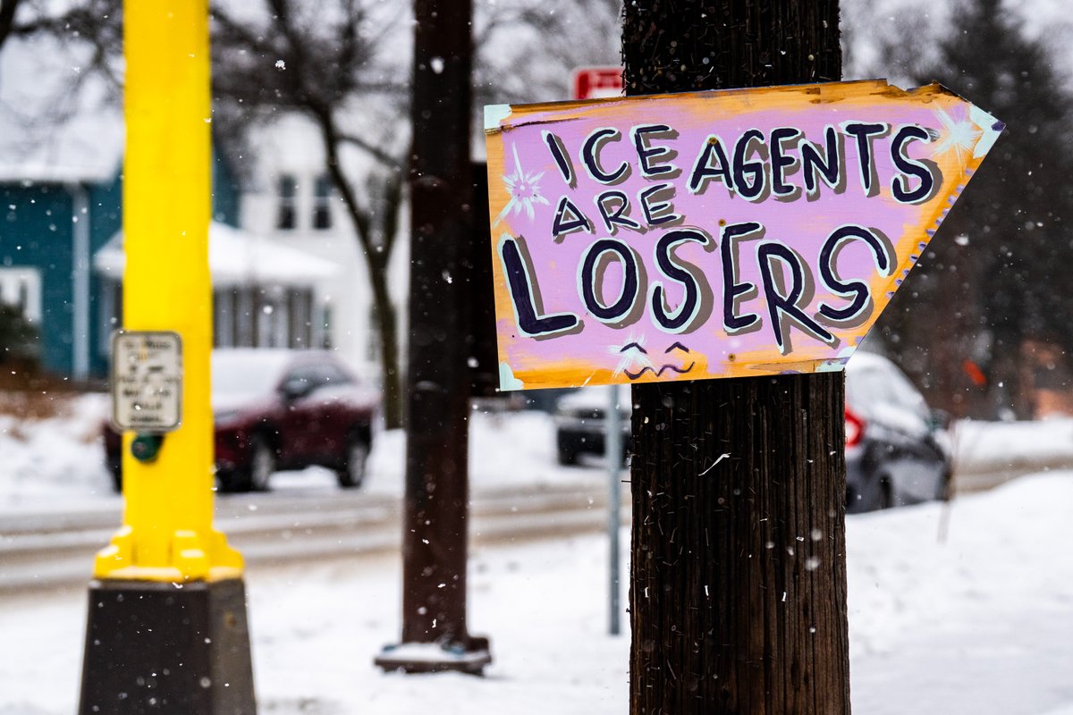 Homemade signs like this are everywhere in South Minneapolis. Seen on January 21, 2026.
