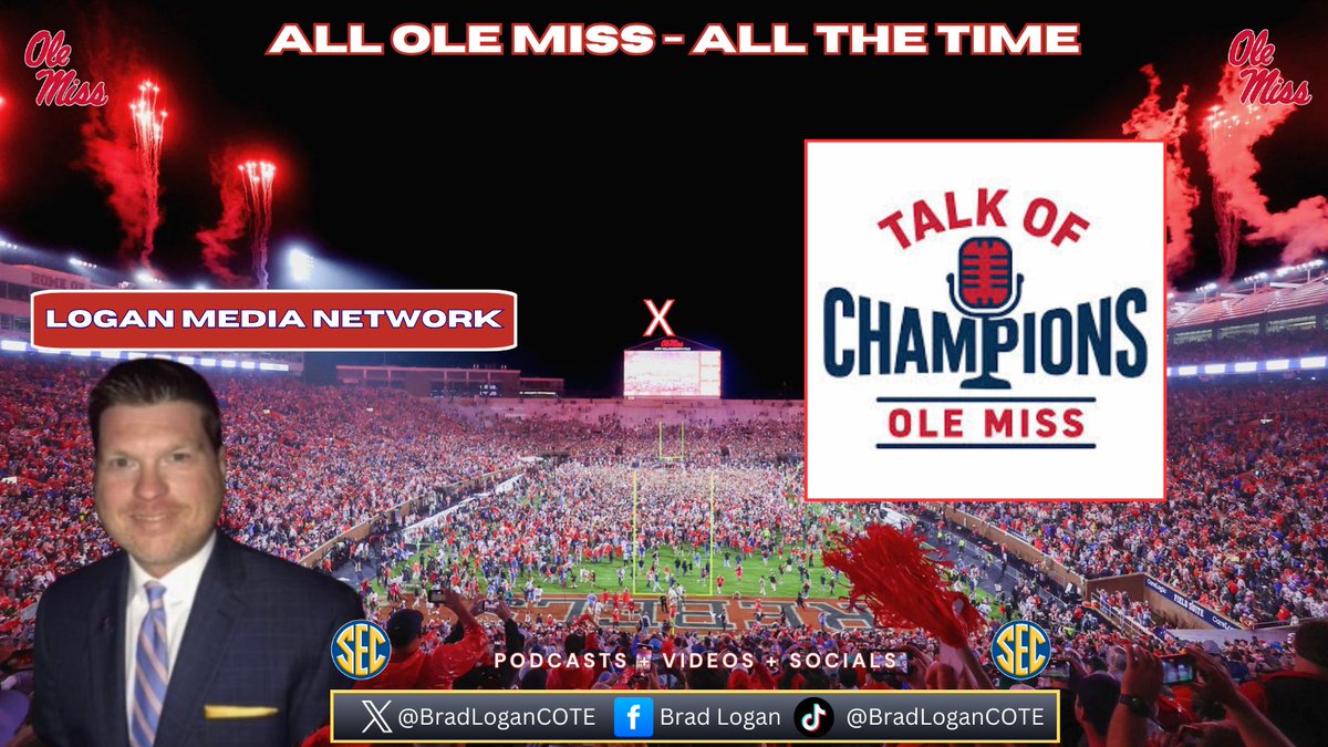 BradLoganCOTE's tweet image. The Logan Media Network is now partnering with the Talk of Champions Network.

We are excited to partner with Ben Garrett (@SpiritBen) and the Talk of Champions family for all of our Ole Miss content to be under one roof at TOC.

All Ole Miss, all the time! More to come...