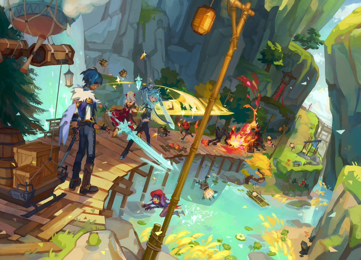 sabimilia's tweet image. some genshin zine pieces i never posted