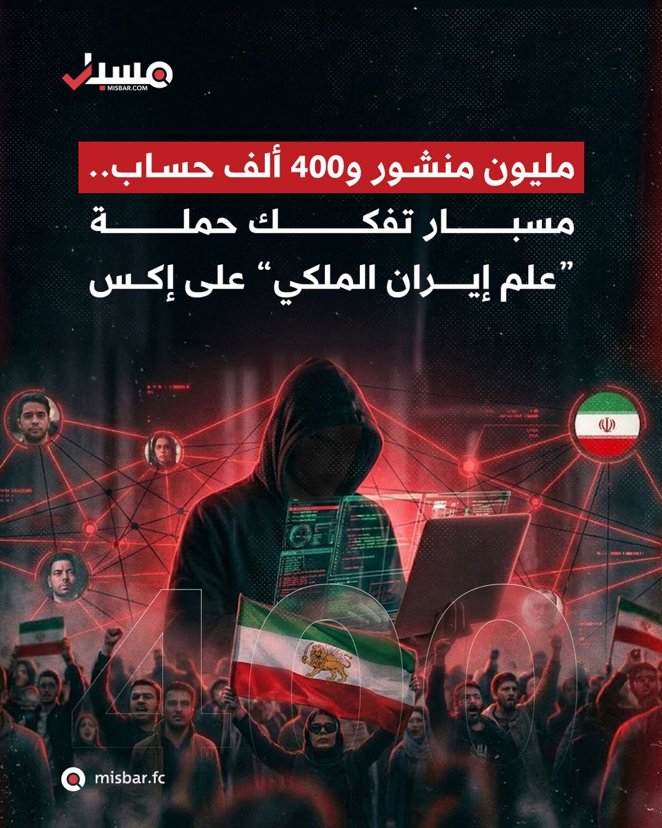 #الشبكة| حملة رقمية واسعة تروّج  "لعلم إيران "الملكي" على “إكس”، وحسابات بأجندات مختلفة تدفعه إلى الواجهة، قبل أن تستجيب المنصة بتحديثه.
فريق مسبار  يفكك في هذا التحليل الرقمي مسار الحملة، عبر تتبع منحنى التفاعل وشبكة الحسابات، لفهم من أين جاءت وكيف تحوّلت إلى أداة تعبئة رقمية