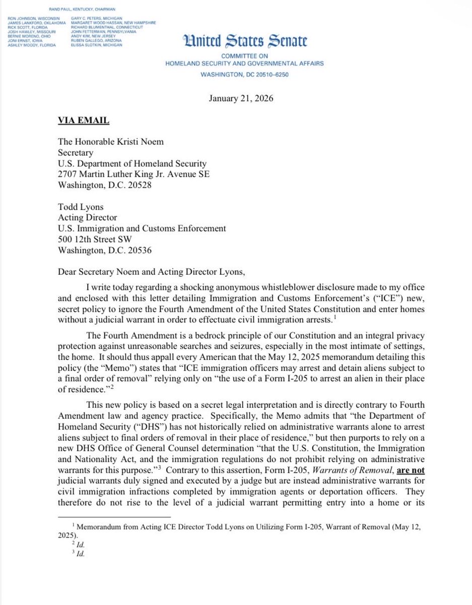 SenBlumenthal's tweet image. I’m demanding Sec. Noem provide an explanation for this abhorrent policy &amp;amp; that my Republican colleagues hold hearings &amp;amp; join me in demanding the Trump Admin answer for this lawlessness. 6