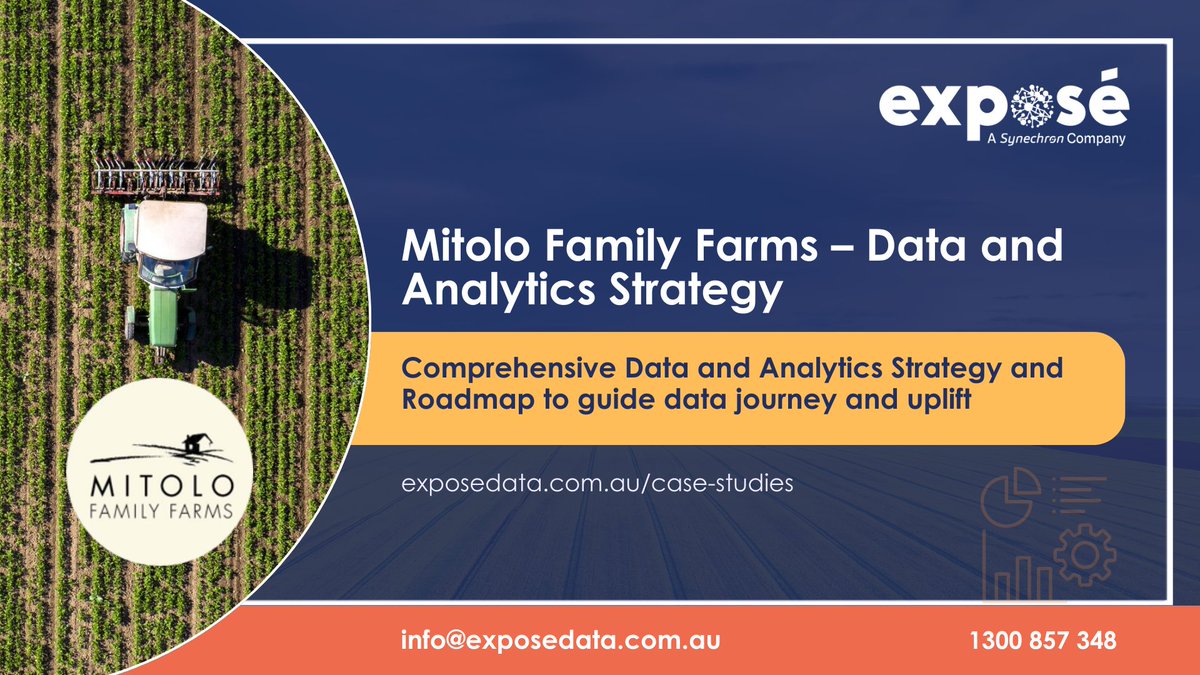 ExposeData's tweet photo. Mitolo Family Farms was embarking on a data and analytics journey to elevate its platform and capabilities 💡#Exposé partnered with their Data, Analytics &amp; Business teams to define a clear strategy and roadmap. 👉 https://t.co/d7qAQ0Zu5K 

#Agriculture #AgTech #DataStrategy https://t.co/fN87jRY09b