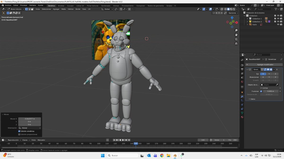 JervasioChe's tweet photo. Here's a sneak peek at The Yellow Thing. Sorry for the wait, I didn't know how to draw a body or the flesh inside the suit.
Image edit: @Daveon64
#FNAF #fnaffanart #fnafIntoThePit #theyellowthing #blender #modeling #blender3d #fnafblender #Yellowrabbit #Williamafton https://t.co/sxmpoFtS8e