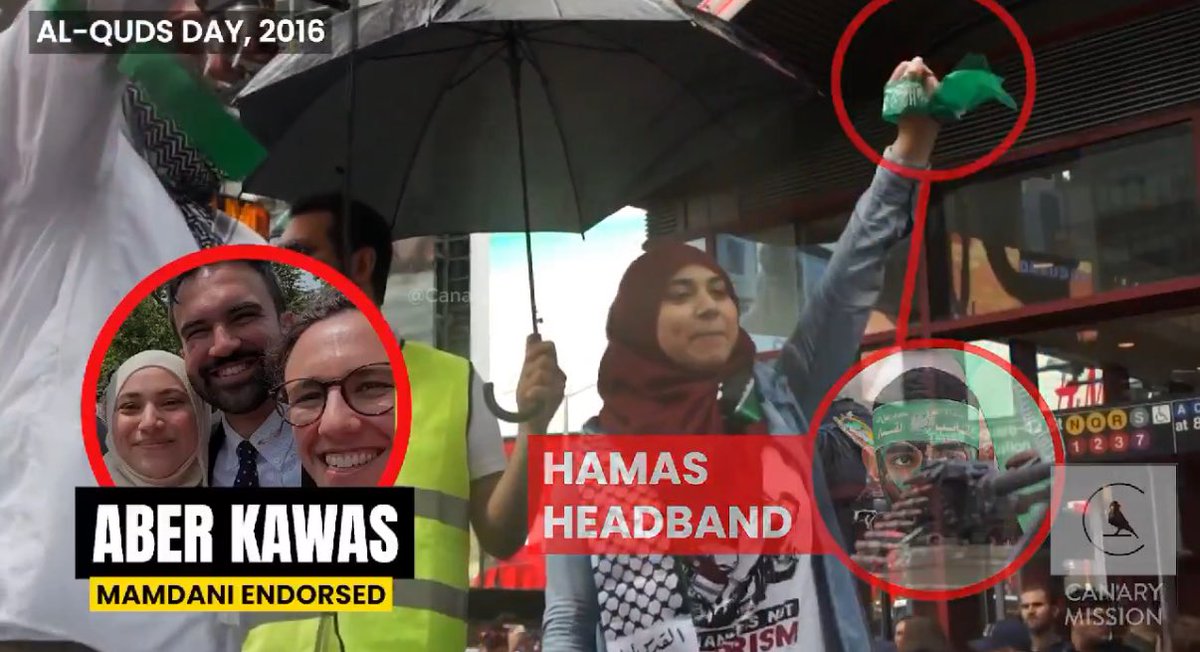 BREAKING: Newly surfaced footage shows Aber Kawas — who received Zohran Mamdani’s first-ever endorsement for NY State Assembly — proudly wearing a Hamas headband.

The same rally featured speakers declaring, “America is not our friend.”