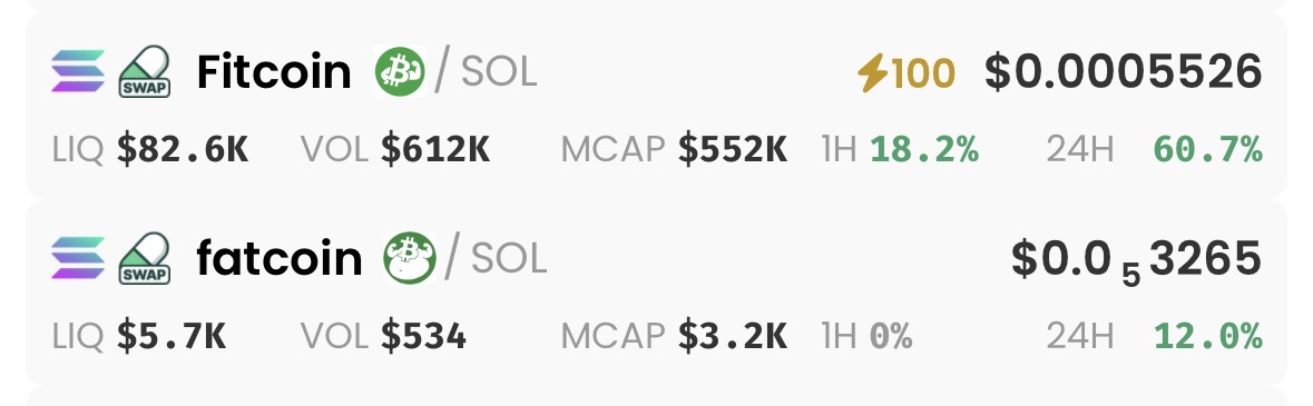 Waiting for fitcoin reaching $1m mc and see the magic 

You may want to front run and your wallet get fat after 👏🤭

CA for fatcoin 👇

D3ftPP6QDxhdKXAAxxphLDVW2DVU3dYig64mbqHhpump