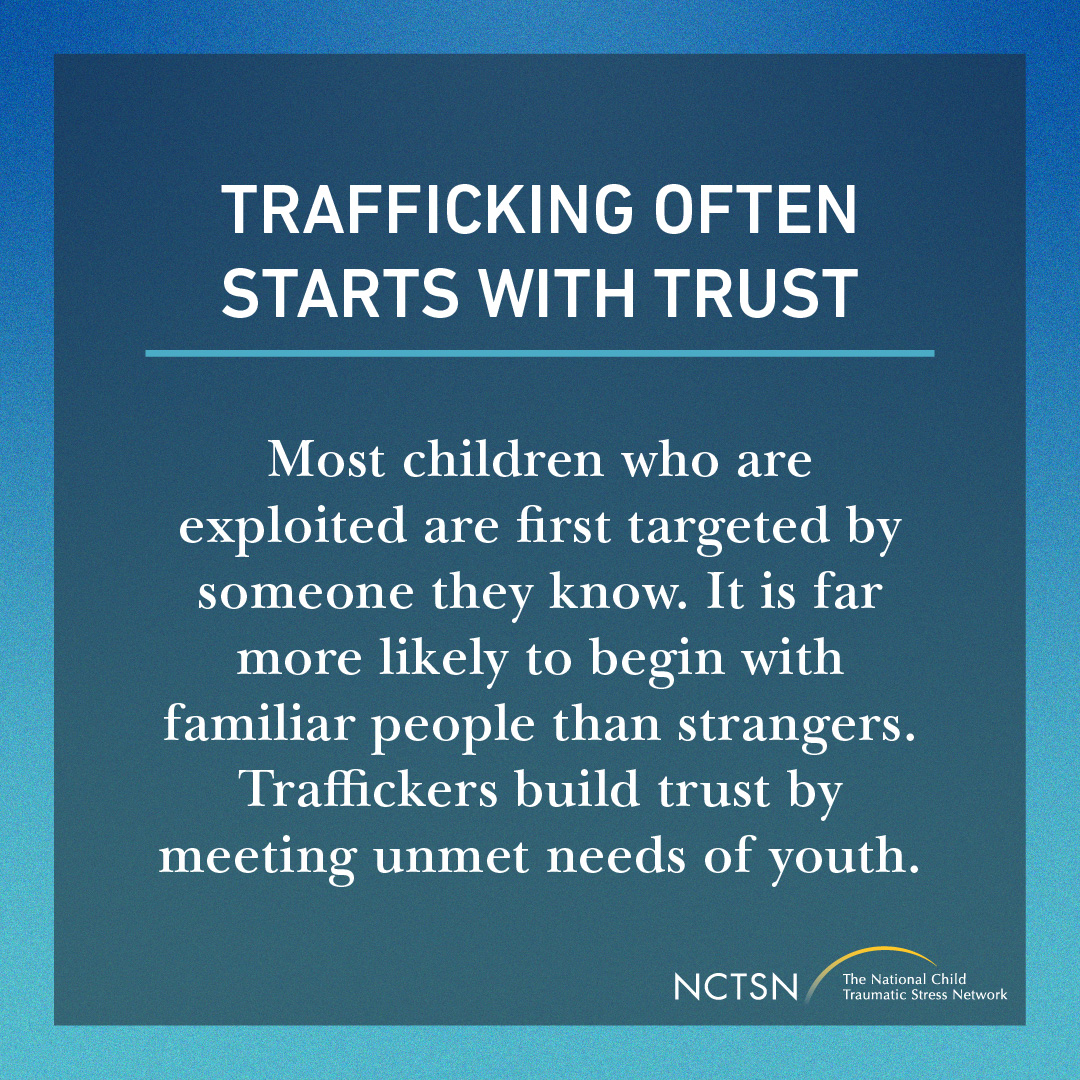 nctsn's tweet image. Age and power differences create relationships where youth cannot freely make decisions about their bodies, health, or safety. Most children who are exploited are first targeted by someone they know. Learn more: bit.ly/3TVB13r &amp;amp; bit.ly/42a4tov