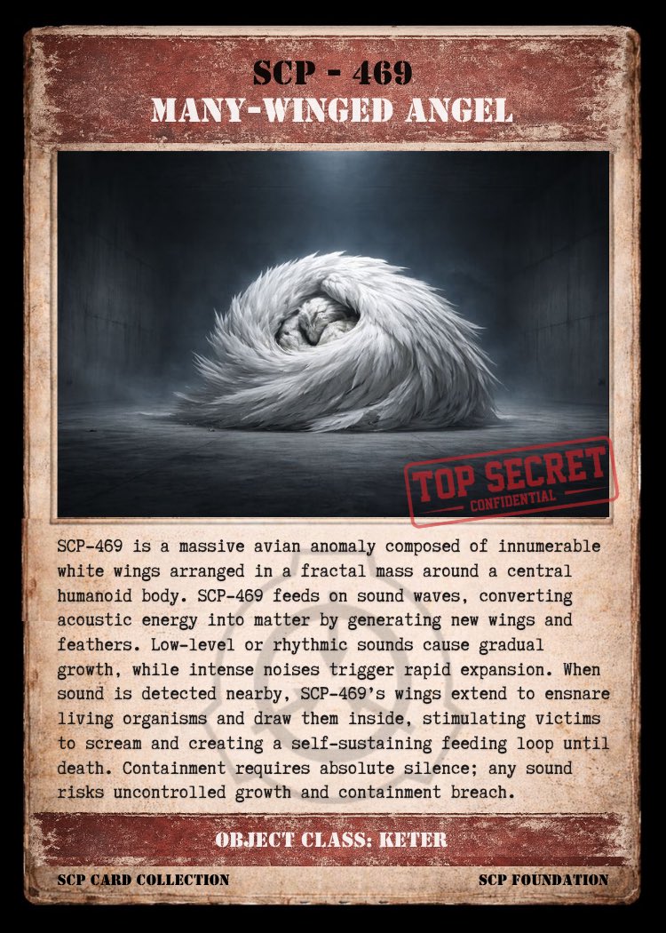 scpcollection's tweet image. #SCP #SCPFoundation #SCP469 #ManyWingedAngel