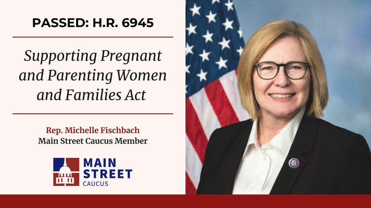 MainCaucus's tweet image. Congratulations to @RepFischbach on the passage of H.R. 6945, also known as the Supporting Pregnant and Parenting Women and Families Act.

Read more here: bit.ly/4r0FyPl