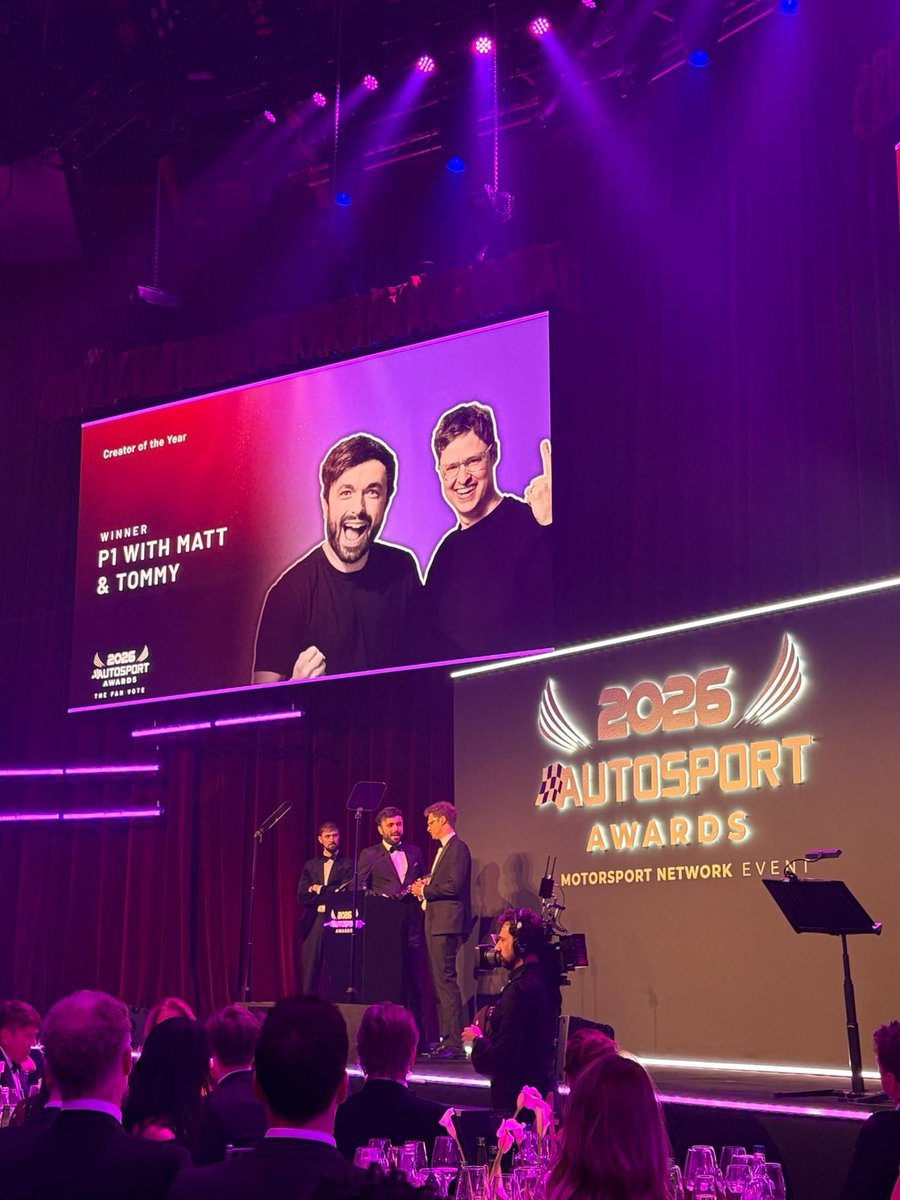 MattP1Tommy's tweet image. WE JUST WON CREATOR OF THE YEAR AT THE AUTOSPORT AWARDS!!!

Thanks to everyone who voted!! 💜
