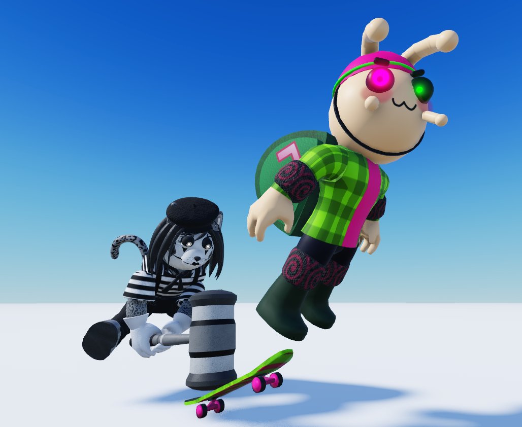 CyberblueYT's tweet photo. Day 12 of posting my community skin Calixé until Minitoon notices.
It seems that Calixé and Bobby are great friends.
#piggy | #RobloxPiggy | #Communityskin | #robloxdev https://t.co/6gAhhRfDgZ