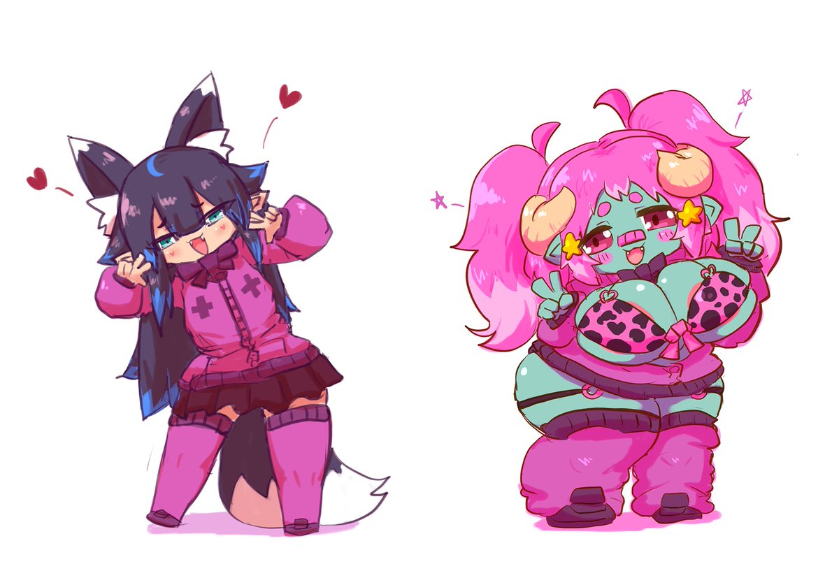 こうやって並べると狐側もちゃんとデザ練らねばあかんよなという気持ちにはなる

耳四つは多すぎだろ 