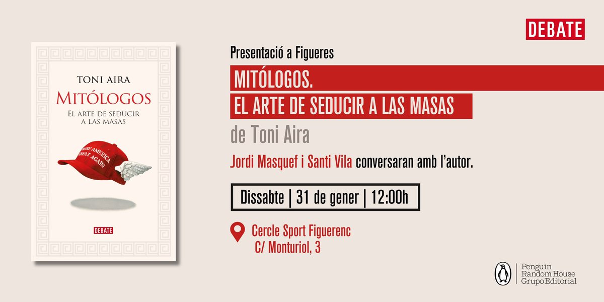 Alerta, #Figueres, que aviat, si us abelleix, ens veiem amb un moment maco de conversa amb l’alcalde <a href="/jordimasquef/">Jordi Masquef Creus</a> i amb l’exalcalde <a href="/SantiVila/">Santi Vila</a>, amb l’excusa del meu llibre #Mitólogos, en clau kit de supervivència en un món força boig 🙃

🗓️ Dissabte 31/01
⏰12h
📍C/Monturiol, 3