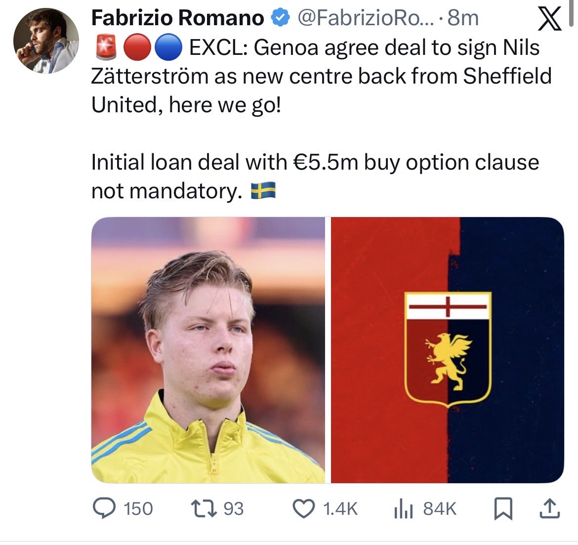 Can’t kick a ball for a struggling Championship team but can be scouted as a future star for a top flight Italian team. How’s this work then? £25m cb in 2 years and we’ll be stood with our cocks in our hands AGAIN 🤦‍♂️⚔️

#sufc
#twitterblades