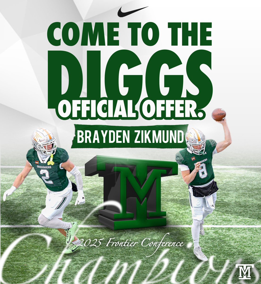 After a great conversation with <a href="/CoachKyleSamson/">Kyle Samson</a> I am beyond blessed to receive an offer from <a href="/MonTechFootball/">Montana Tech Football</a>  #Family
#CountOnMe
#DiggsFam27⚒