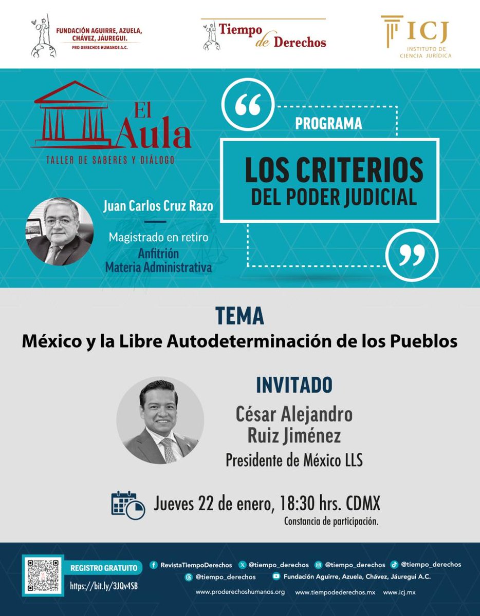 ¿Qué retos enfrenta México frente a los principios de autodeterminación en el contexto jurídico contemporáneo?

Este 22 de enero participaré en una nueva emisión de Los Criterios del Poder Judicial para dialogar sobre soberanía, derecho internacional y Estado de Derecho, junto