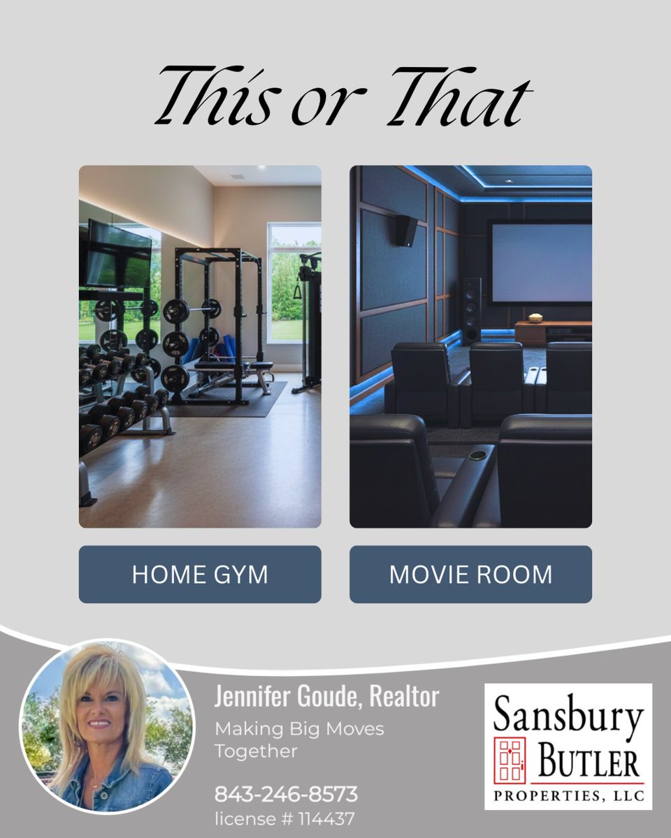 Jennifer8929's tweet photo. Would you rather have a home gym to crush your fitness goals without leaving the house, or a comfy movie room for unforgettable movie nights and binge sessions?

Both add amazing lifestyle value! Which one tops your list?

#thisorthat #homegym #lifestyle #movieroom https://t.co/qBeNzea69I