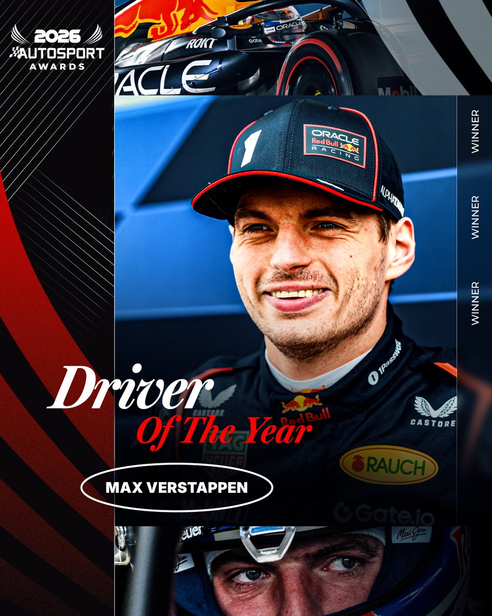 verstappenews's tweet image. Max Verstappen has been voted as the ‘Driver of the Year’ at the #AutosportAwards

😌