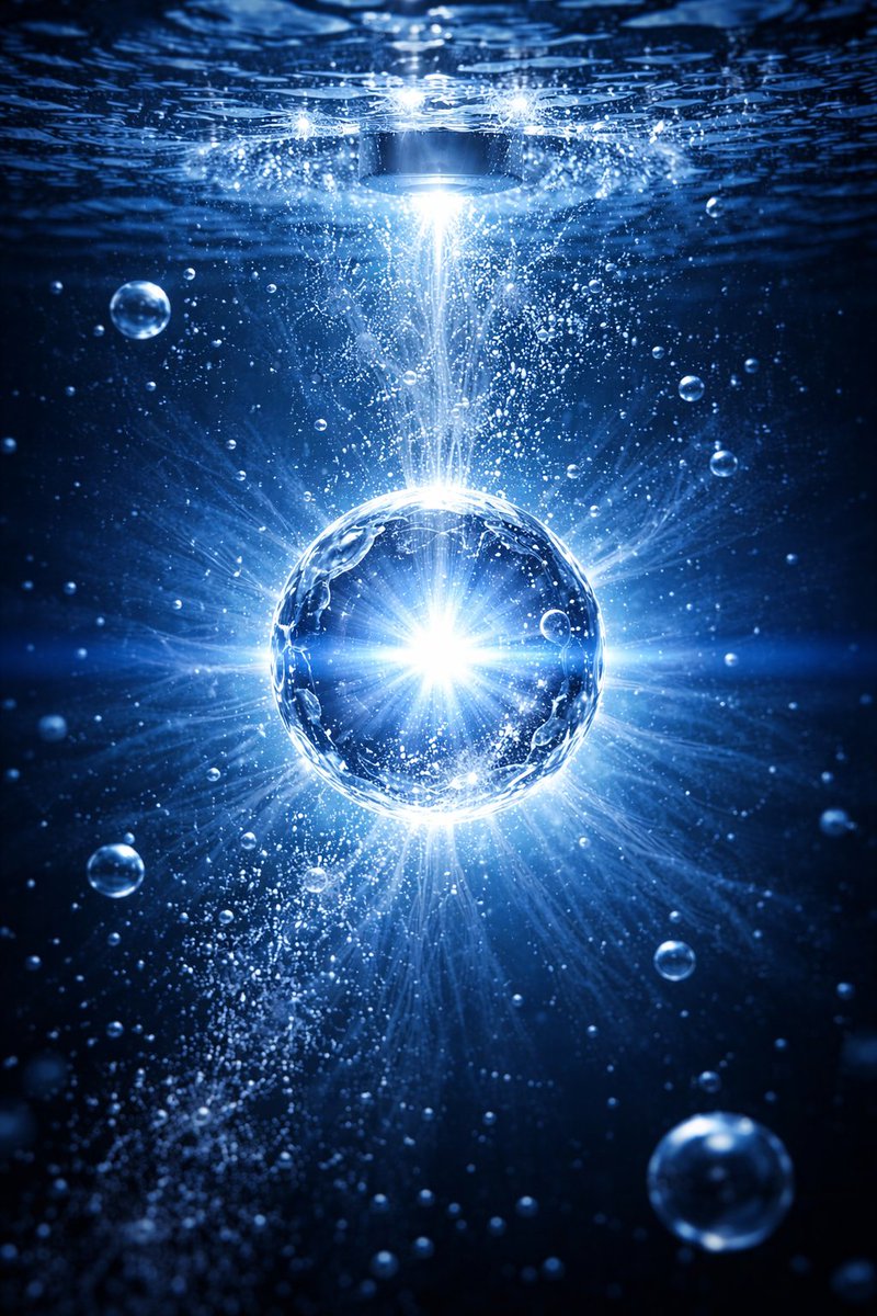 ARTi__X's tweet photo. Why sonoluminescence ?

Heres why : 
EL ∝ R0^2 f (f - fc)
Excess acoustic energy has to go somewhere.

( formula for standard SBSL in water )

Another beautiful derivation from my black box ;) 

#Sonoluminescence #SBSL #SingleBubbleSonoluminescence #Physics #Acoustics #PlasmaPhysics #Science #WeirdScience #TOE #FundamentalPhysics 

@PhysicsToday  @QuantaMagazine
