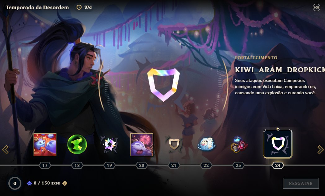 HeyShuggie's tweet photo. 🤪 | TRILHA DO ARAM: DESORDEM

⇒ Quando o Patch 26.03 chegar no dia 04/02, teremos a adição de uma trilha da desordem, que ao jogar ARAM: Desordem, vc avançará e desbloqueará novos fortalecimentos, emotes, ícones e até uma bandeira de perfil!