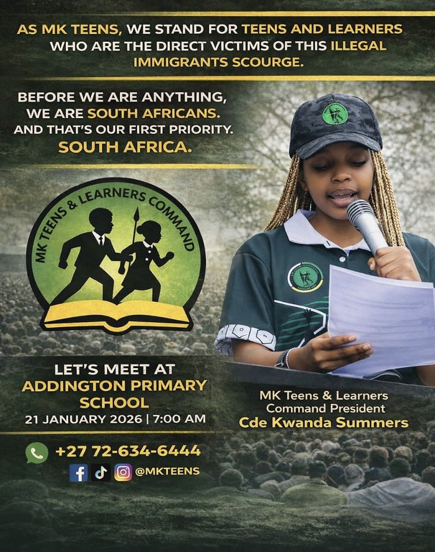 Izolo besise Addington Primary School siyolwa neSystem ukuthi ontanga bethu besithole iskhala eskoleni💚🖤📚#mkteensinaction
