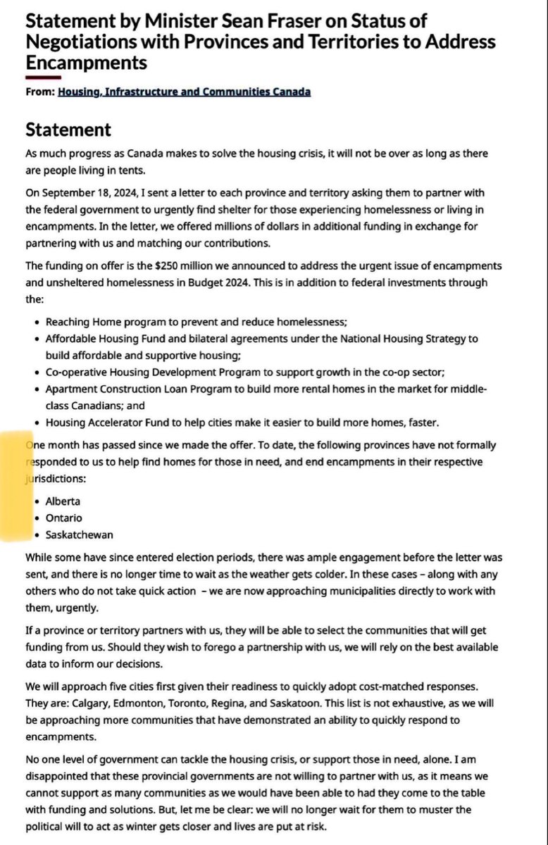 <a href="/TDotResident/">TDot Resident</a> Housing &amp; rent are provincial responsibilities 
Ford removed rent controls in 2018 – rents increased 40%, renovictions and homelessness grew, tenant appeals backlogged. 
He declined federal
- funding for sheltering the homeless
- Housing Accelerator Fund (HAF)
He’s accountable!