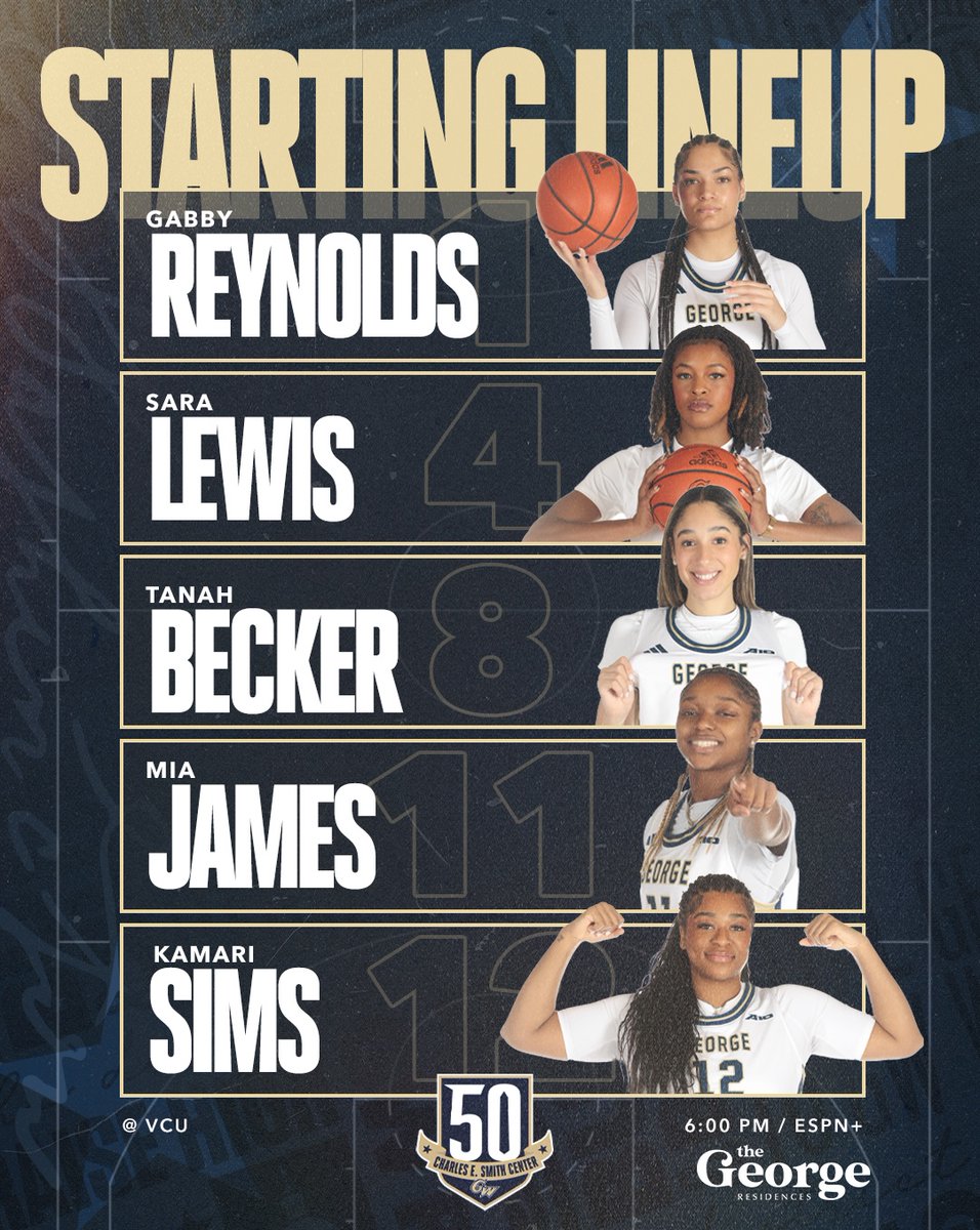 GW_WBB's tweet photo. How we'll line up vs. the Rams

📊 https://t.co/UyrHBsYe8h
📺 https://t.co/Vz0QMHVIlb
#RaiseHigh | #WorkLikeAChampion https://t.co/LRHm6u5epp