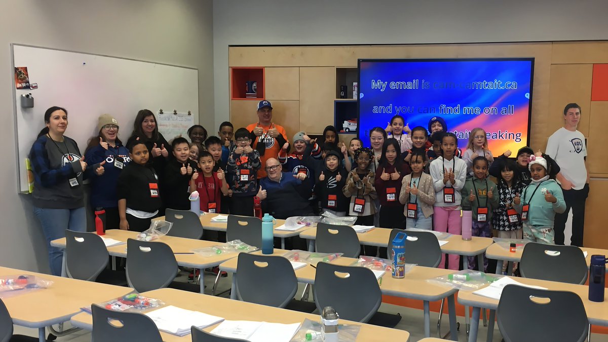 camtaitspeaking's tweet photo. Rogers Place felt a little different this morning~ not just because the Oilers were practicing in the building, but because a Grade 4 class from St. Charles School filled the space with curiosity, kindness, and excitement that makes the whole rink feel brighter.
#yeg https://t.co/X4fG3YfzeB