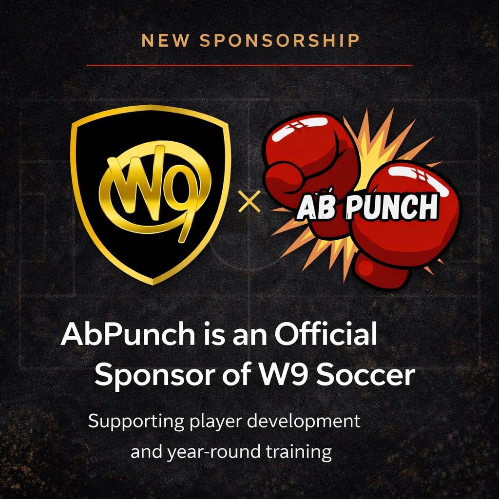 w9soccersystem's tweet photo. NEW SPONSORSHIP 🥊⚽️
AbPunch is now an official sponsor of W9 Soccer, supporting 10 student-athletes with year-round training + development. Huge thank you to AbPunch for investing in youth + wellness.
More: https://t.co/WAN1UdXBwL | https://t.co/Bw4RYcOO80 https://t.co/cNuHCT9o0o