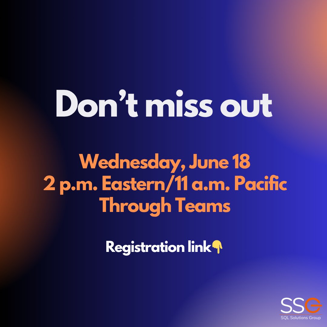 SQLGroup's tweet photo. If you’re relying on gut instinct instead of wait stats, you’re flying blind. 🛩️
Learn how to find and fix SQL Server slowdowns at the root level. Join us for a free webinar on June 18th. 
https://t.co/HkSn83jUs7

 #SQLServer #DatabasePerformance #DBA #mssql #SQLfam https://t.co/NVfKvMXKeG