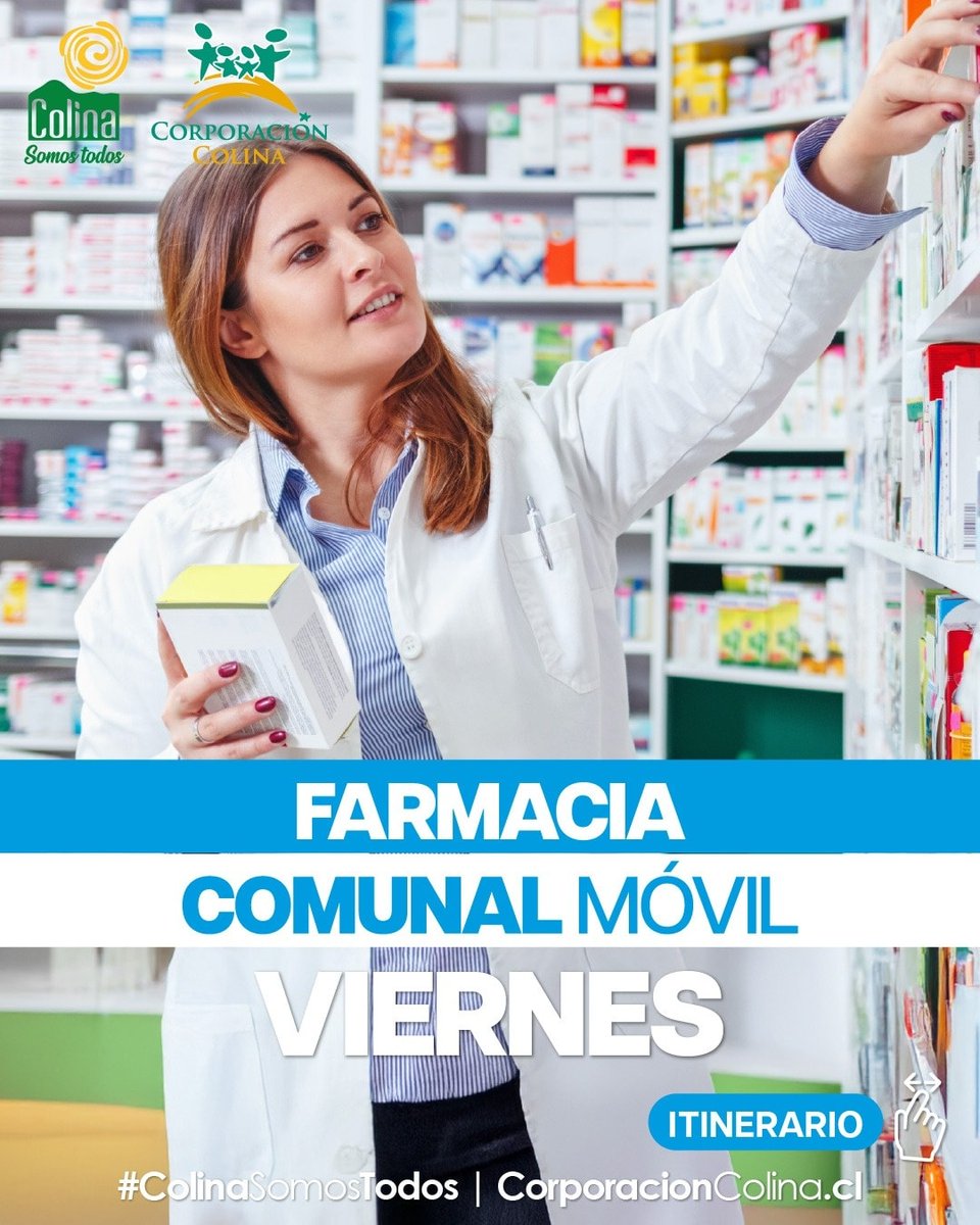 CorpColina's tweet image. 📅 𝗩𝗜𝗘𝗥𝗡𝗘𝗦 | 𝗙𝗔𝗥𝗠𝗔𝗖𝗜𝗔 𝗖𝗢𝗠𝗨𝗡𝗔𝗟 𝗠𝗢́𝗩𝗜𝗟 𝗘𝗡 𝗧𝗘𝗥𝗥𝗘𝗡𝗢 🚐💊
Este viernes, la Farmacia Comunal Móvil estará atendiendo en el sector Chamisero, acercando el acceso a medicamentos a la comunidad.