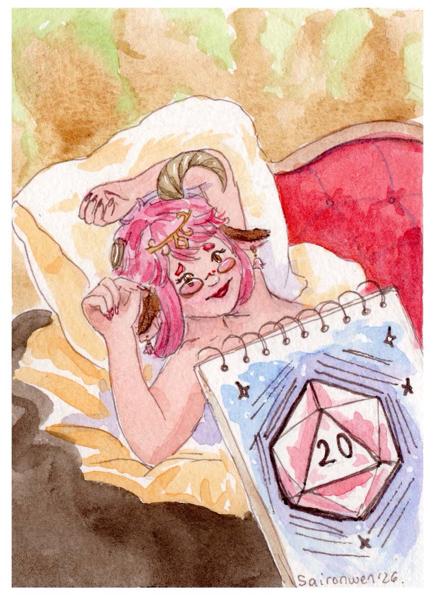 #VGenComm Character is not mine, the request was "draw me like one of your french girls" so here it is!
#ttrpg #WatercolorArt