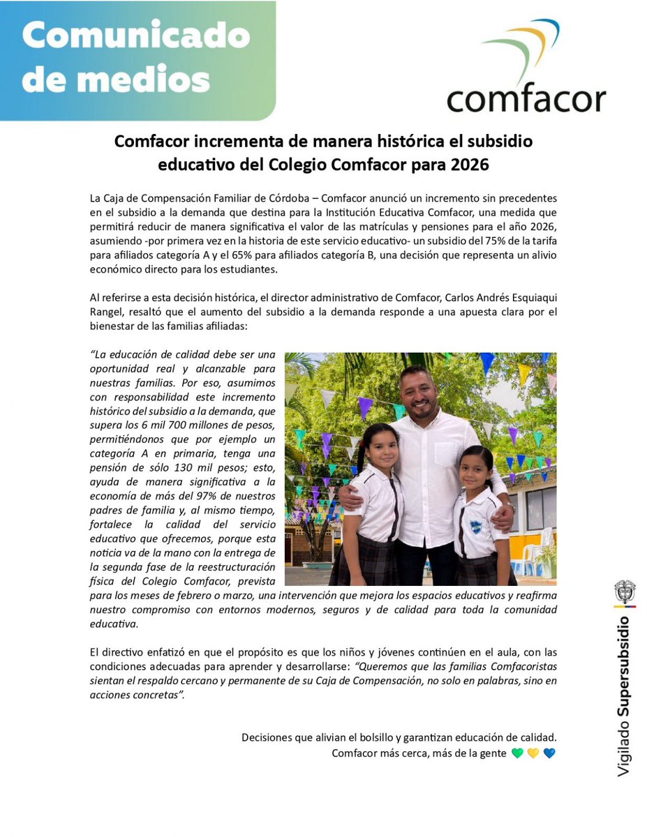 Caja de Compensación Familiar de Córdoba COMFACOR tweet media