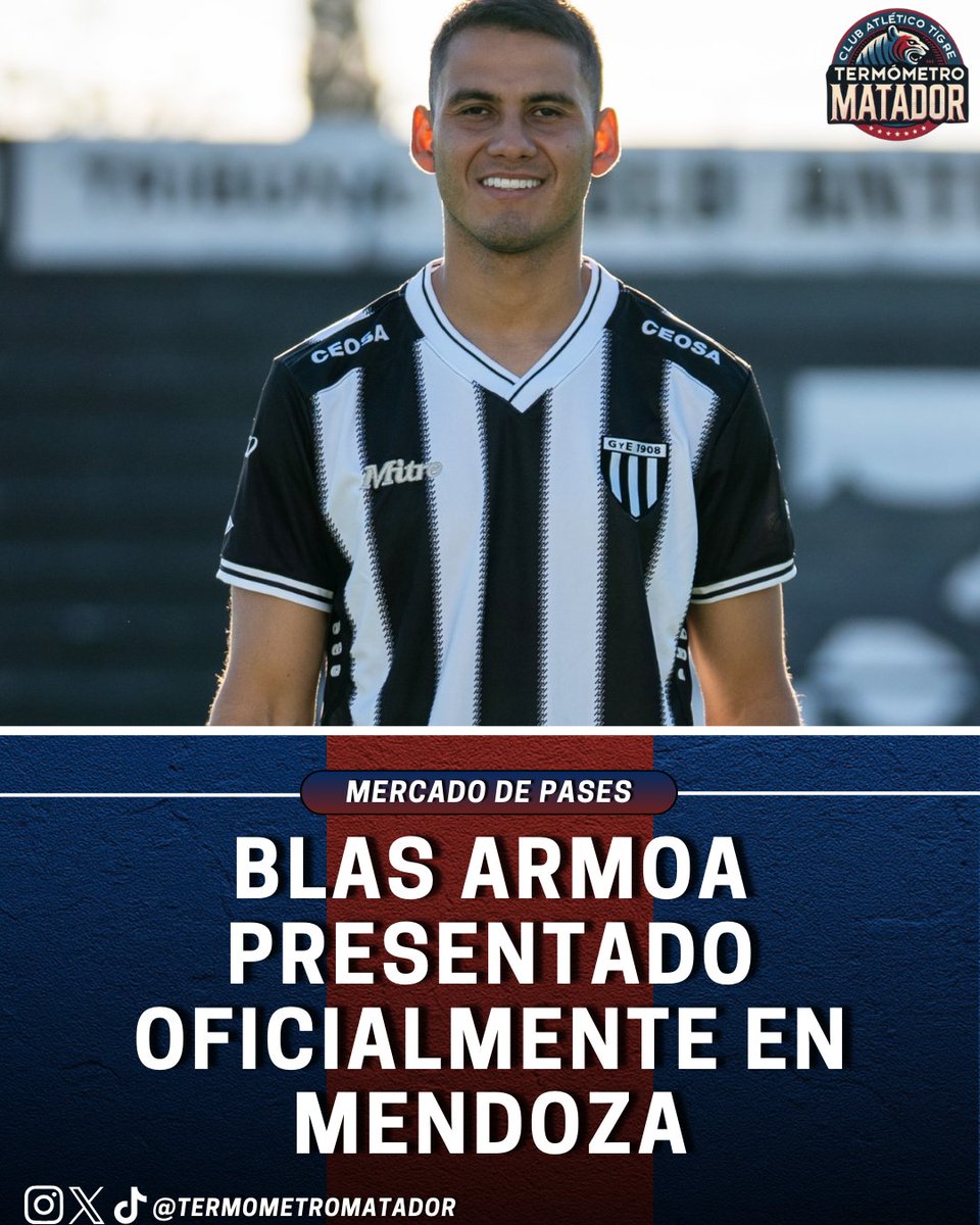 [#MercadoDePases] BLAS ARMOA DEJA TIGRE ✅

📌 Blas Armoa fue presentado como refuerzo de #GimnasiaMendoza. Sale del #ClubAtléticoTigre a préstamo, con cargo y opción de compra por el 70%.

➡️ En Tigre jugó 117 PJ, marcó 17 goles y dio 6 asistencias.

🤔 ¿Qué te deja su etapa?