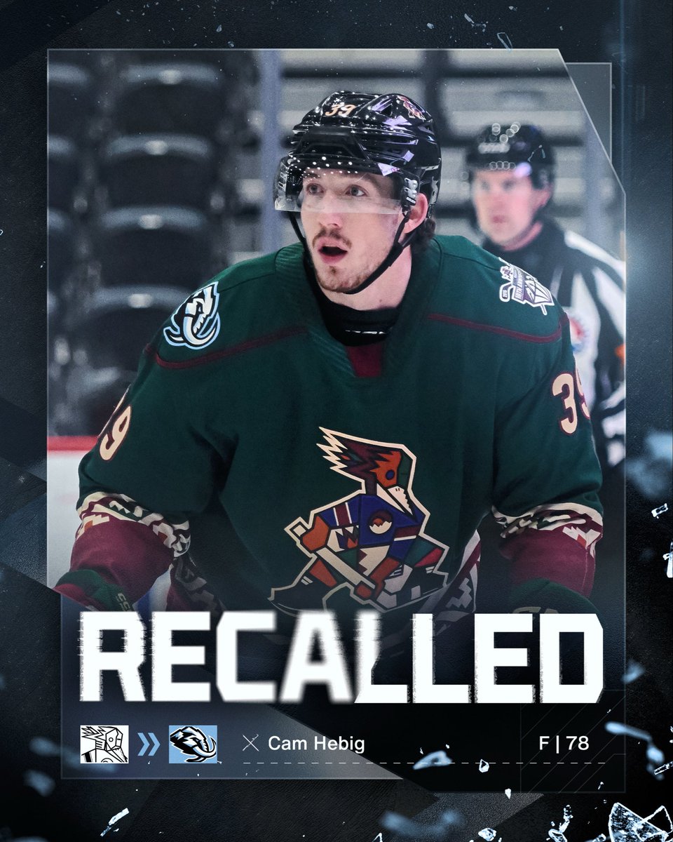 utahmammoth's tweet image. We have recalled Cam Hebig from Tucson.