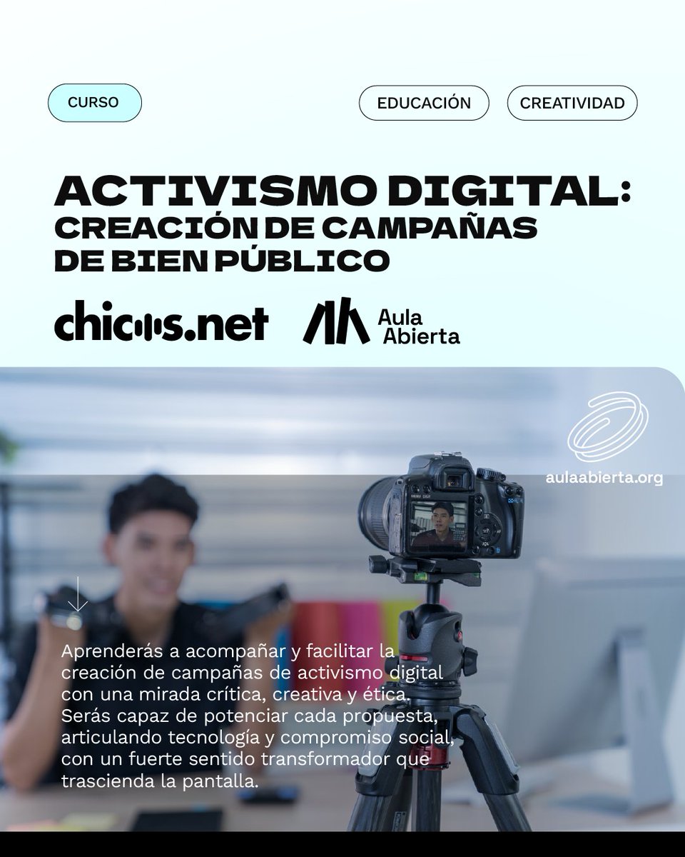 🌐 Activismo Digital: creación de campañas de bien público
Una formación para promover ciudadanía activa y #compromiso social desde los entornos #digitales.
💻 Modalidad 100% #online y asincrónica
📅 Inicia en marzo
🌐 hubs.ly/Q03-GTqV0