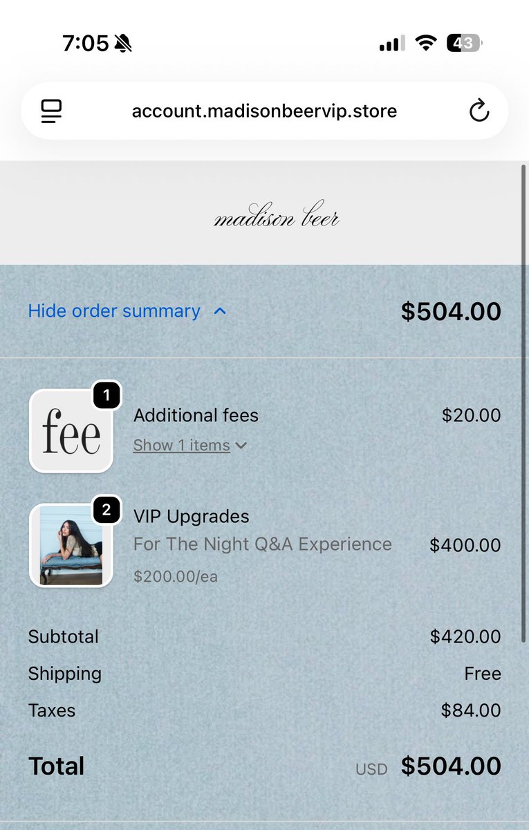 willowsrem's tweet image. Deciding to do upgrades separate to ‘avoid fees’ yet us still paying $104 in fees is crazy lmfao @madisonbeerhq