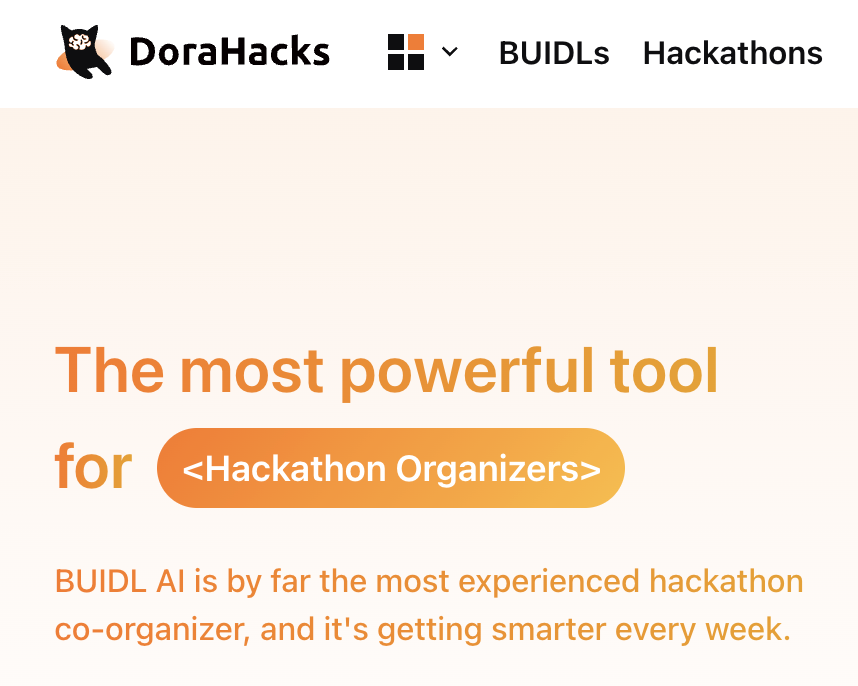 DoraHacks's tweet photo. Empowering BUIDLs and Hackathons. Simple, focused. https://t.co/kGsGQdCXzM
