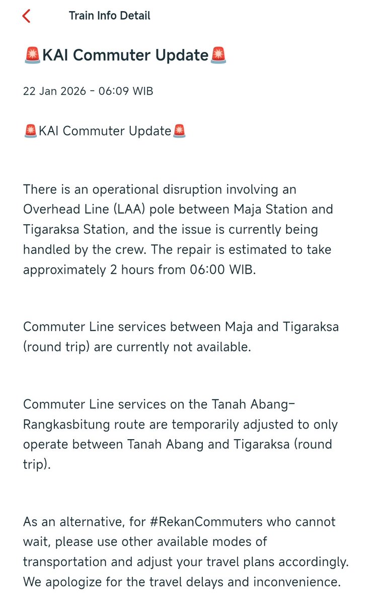 Matth_Al's tweet image. Mau apresiasi ke @CommuterLine ada kemajuan signifikan, mulai update kondisi tidak lebih dari 15 menit, dan dikasih estimasi waktu perbaikan. Good job, tingkatkan lagi ya Min! Ini penting banget buat kita-kita. @jalur5_ @txttransportasi @TfJakarta