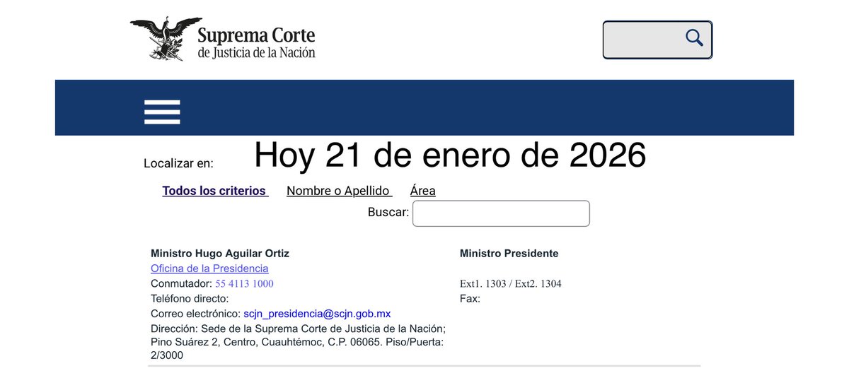 LuisCardenasMx's tweet photo. LA “NUEVA CORTE” Y LA TRANSPARENCIA QUE DESAPARECE

Vendieron el discurso de una Suprema Corte más abierta y transparente. Pero en los hechos ocurrió lo contrario: la Suprema Corte de Justicia de la Nación eliminó de su sitio oficial la información sobre sueldos, tabuladores mensuales y prestaciones de sus funcionarios.

Hasta 2025, cualquier ciudadano podía consultar en el directorio los salarios brutos y netos. Hoy, esos datos simplemente ya no están.
Cero sueldos visibles. Cero tabuladores. Cero explicaciones.
La transparencia no se presume: se practica.
Y en esta “nueva Corte”, lo primero que hicieron fue ocultar lo que antes era público.

Información de @ErnestoGuerra_