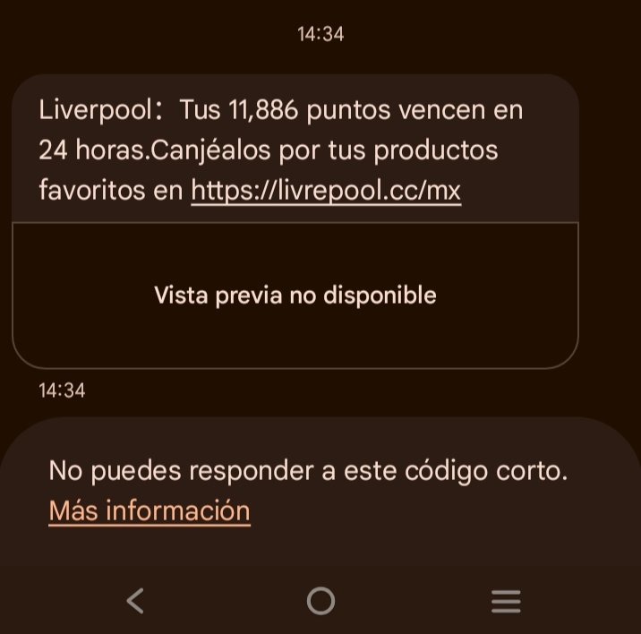 luismechant's tweet photo. @liverpoolmexico buenas tardes, están mandando msn para canjear puntos desde su número "oficial" de notificaciones https://t.co/JsUns1SwSv